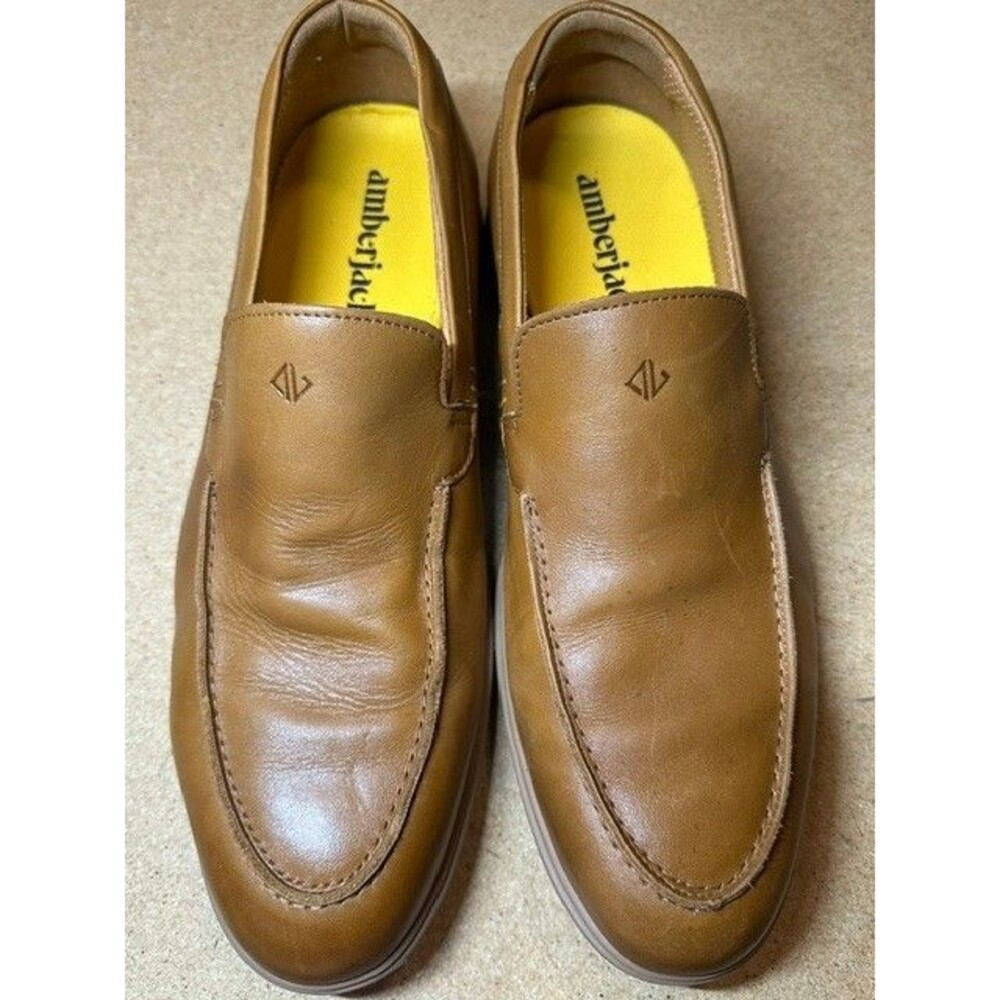 Amberjack The Loafer Mens 13 Honey Tan Camel Leather Slip-On Made in Portugal